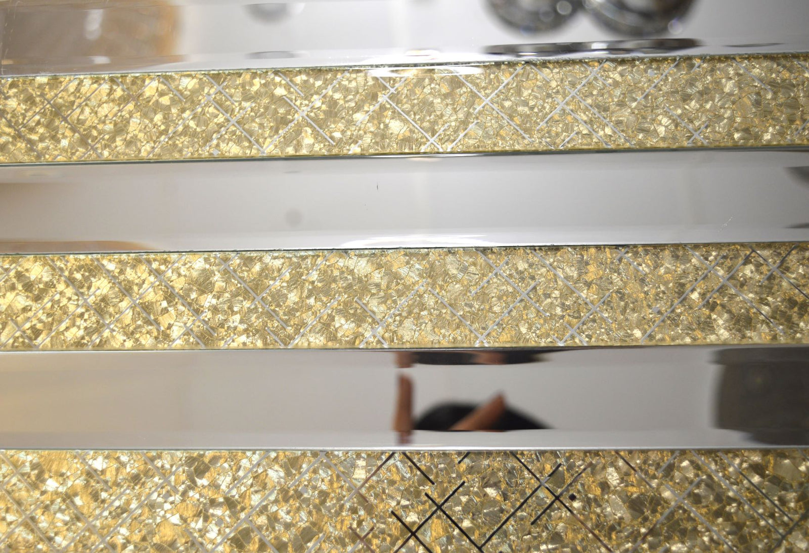 Gold Designed & Mirror Rectangle Glass Mosaic Tiles-300*300*8mm-11sheets-1m2-DZ3301