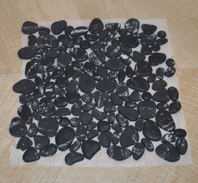 Black & White Stones Pebbles Mosaic Tiles-300*300*8mm-11sheets-1m2