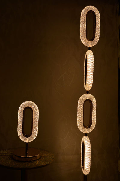 Crystallic Oval Shape Beautiful Warm LED Free Standing Lamps with matching table lamps & Wall Lights-MB2179Chrome & Gold