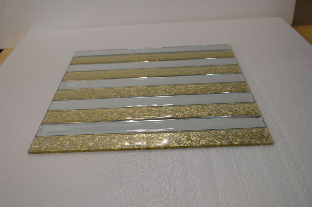 Gold Designed & Mirror Rectangle Glass Mosaic Tiles-300*300*8mm-11sheets-1m2-DZ3301