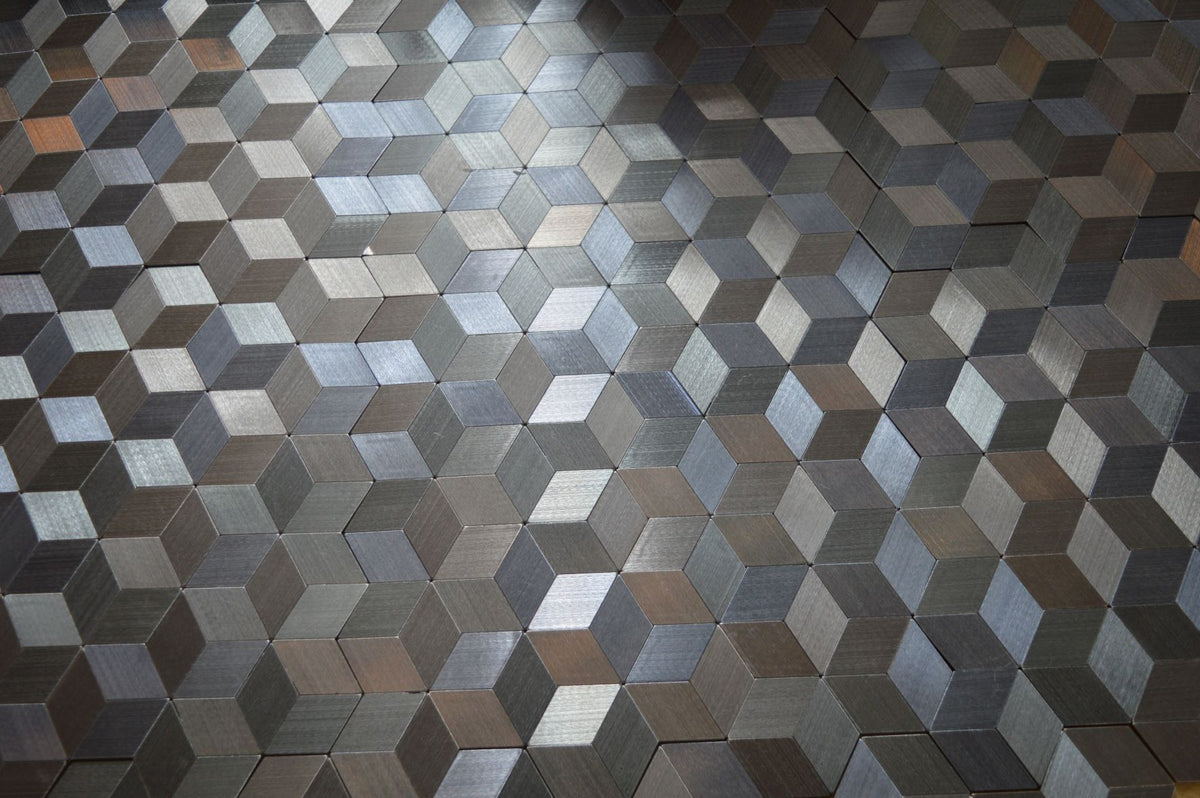 Silver Self Adhesive 3D Peel & Stick Aluminium Mosaic Tiles | 300x300x8mm | 11=1m2-SG108