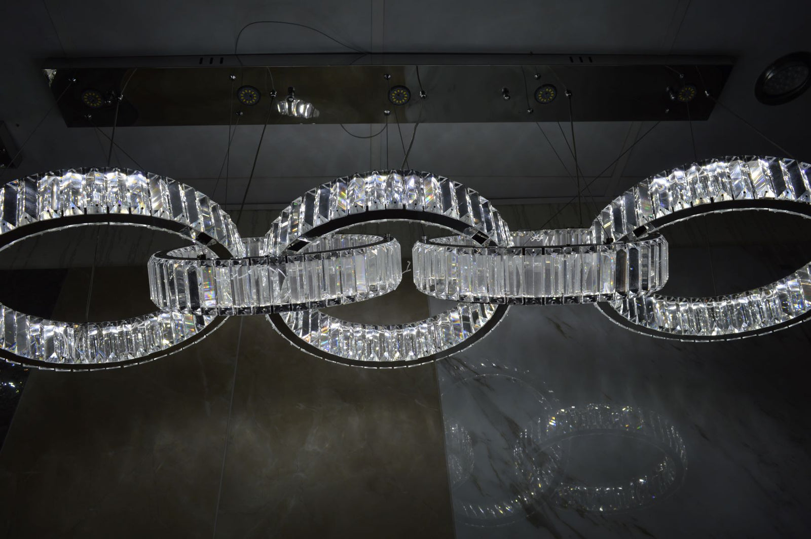 Big Rectangle Pedant 5 Rings Ceiling Light-Colour Changing Hanging-9010-400-5rings-155*60*30