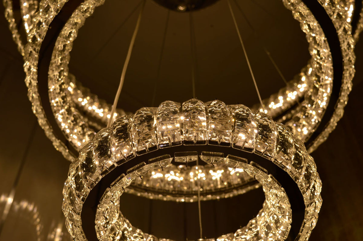 3 & 2 Rings Crystallic LED Chandeliers -Colour Changing Dimmable with Remote Control-8304-600+400 & 8304-700+500+300-Chrome