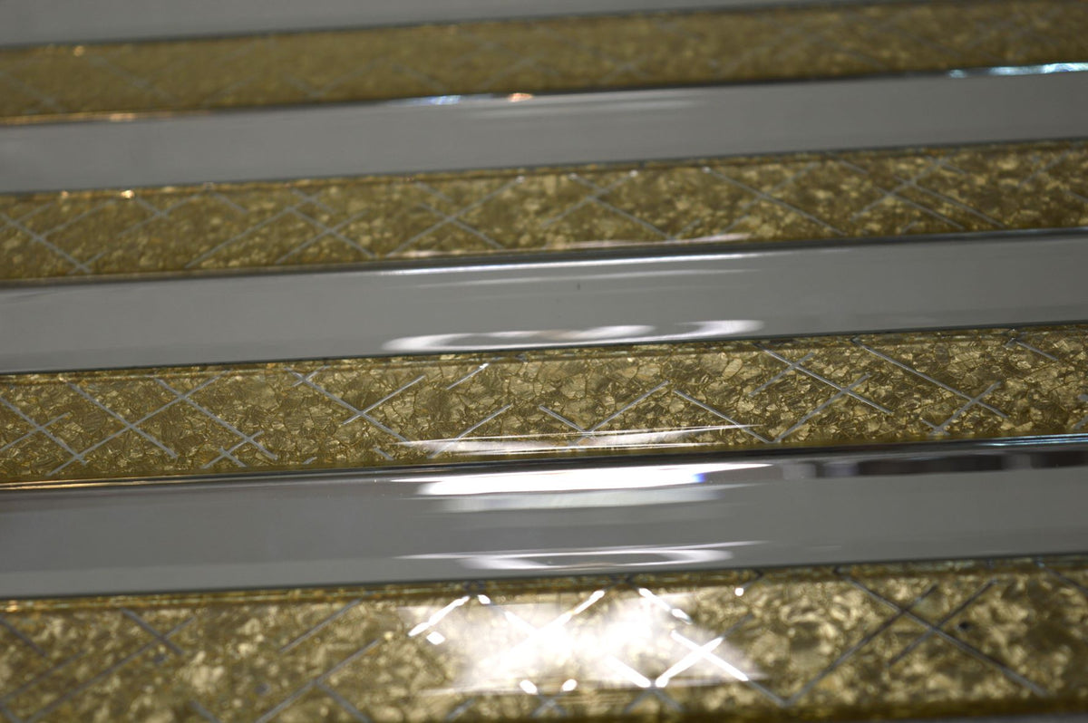 Gold Designed & Mirror Rectangle Glass Mosaic Tiles-300*300*8mm-11sheets-1m2-DZ3301