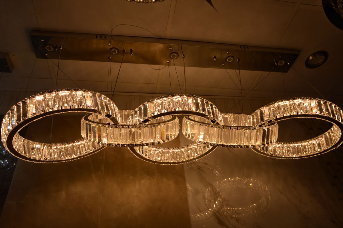 Big Rectangle Pedant 5 Rings Ceiling Light-Colour Changing Hanging-9010-400-5rings-155*60*30