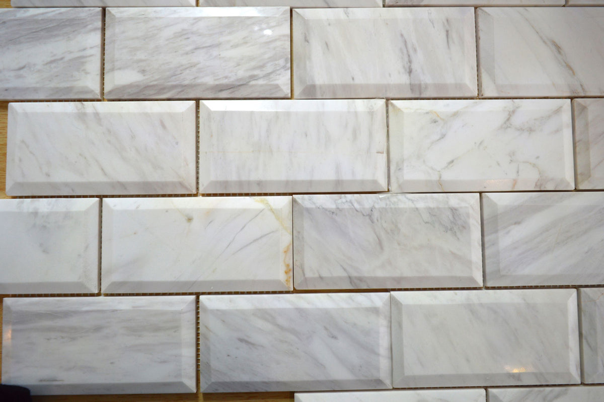 White & Grey Brick Effect Rectangular Stone Mosaic Tiles | 300x300x8mm | 11=1m2