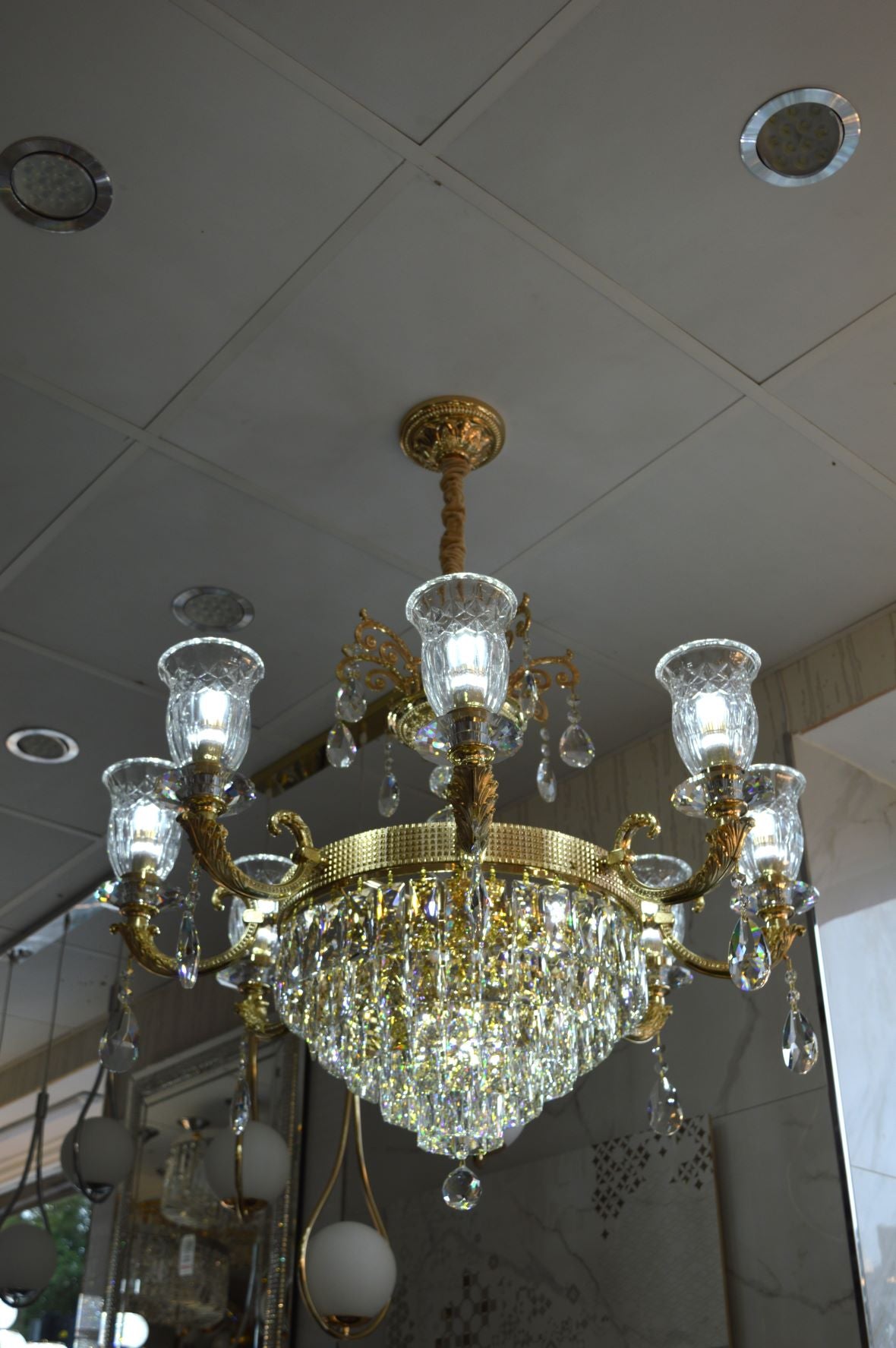 Large Grand Traditional Crystal Chandelier Gold with matching different size lights-Y8098-16+10+6