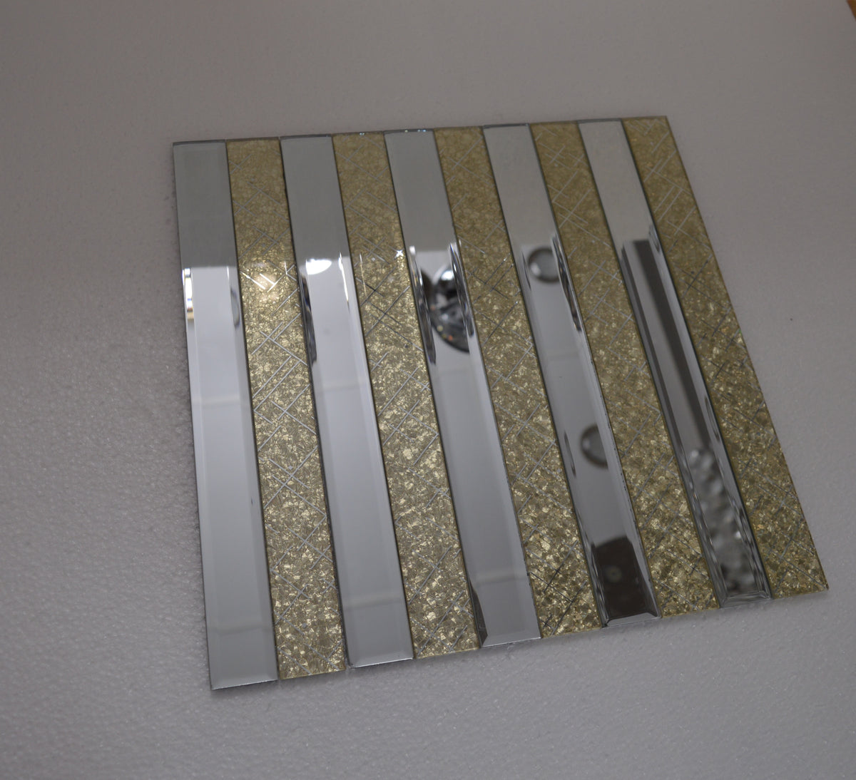 Gold Designed & Mirror Rectangle Glass Mosaic Tiles-300*300*8mm-11sheets-1m2-DZ3301