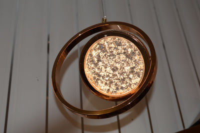 Pendant-Crystal Glass Pendant light with Rotating Ring-2010-1,3 & 5 rings(Rose Gold) with matching wall lights