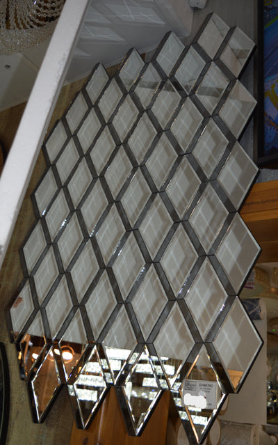 Diamond Wall Mirrors & Home Decors -110*90cm-Silver with Grey side border