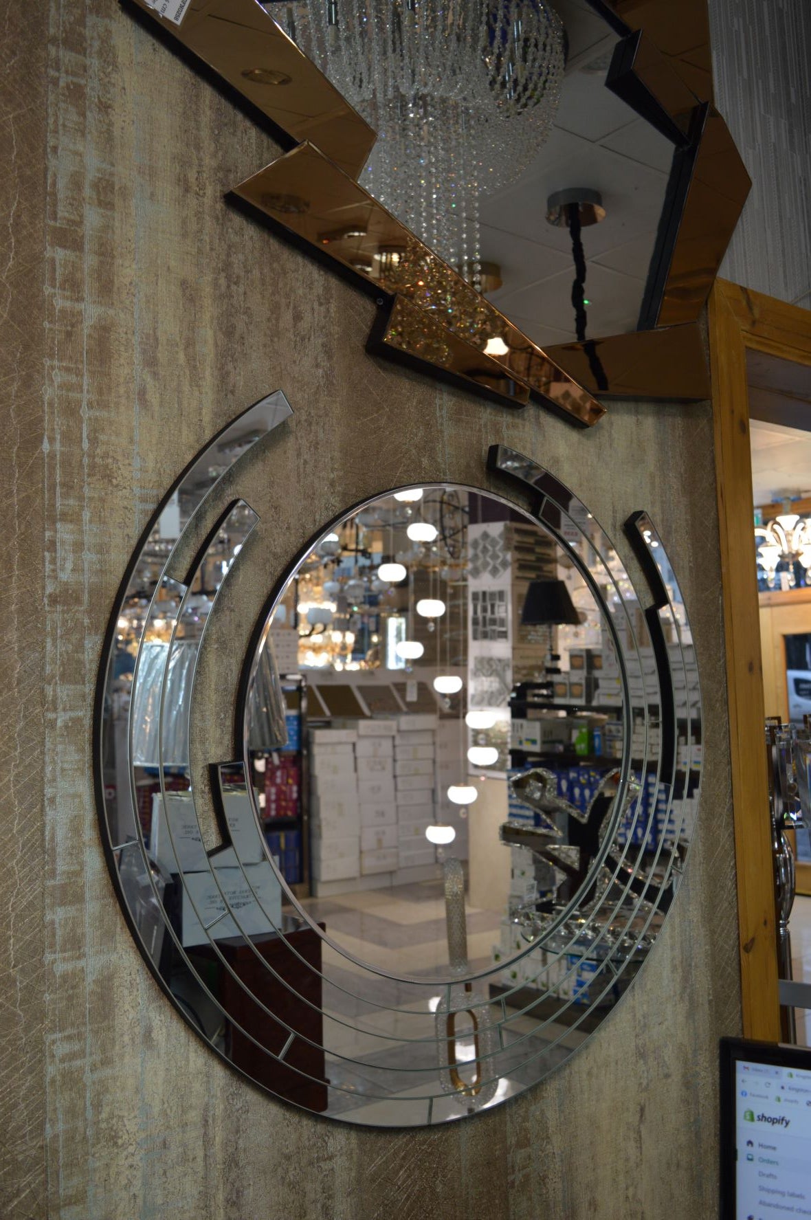 Elegant Classy Round Modern Designer Wall Mirror for Home Decor| Decorative Mirror  (Round)-90*90cm-DF863-Chrome & Rosegold both colours