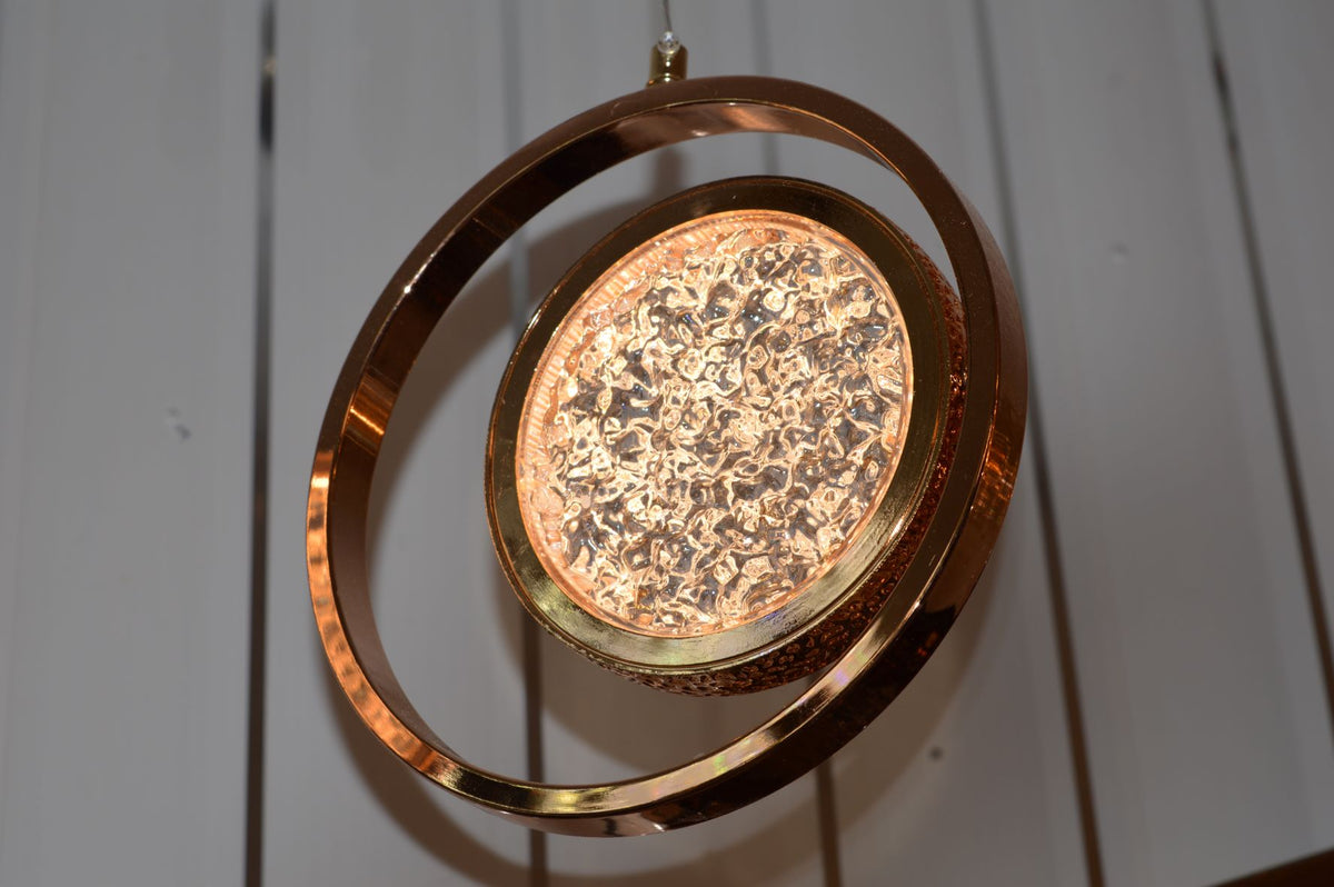 Rosegold Crystal Pendant Light with Rotating Ring-209 with matching different size lights