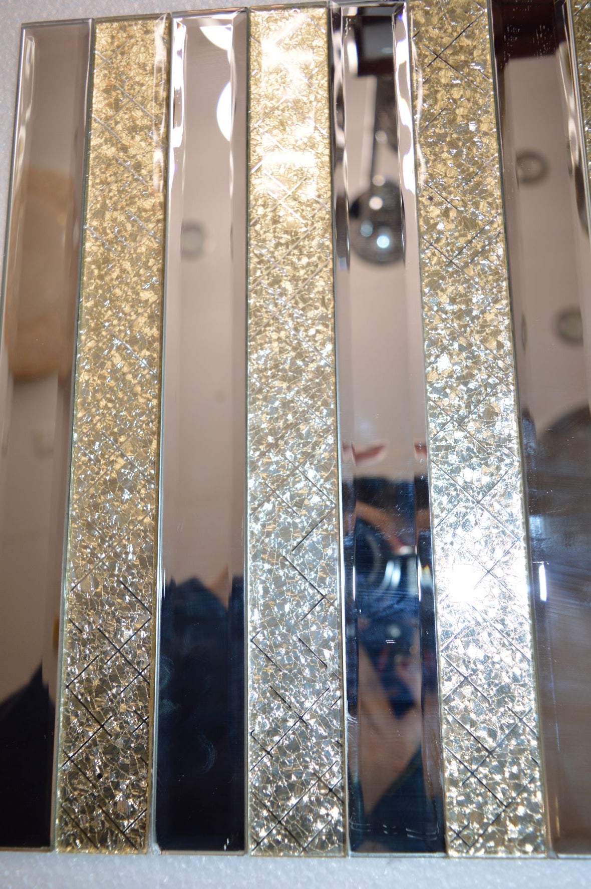 Gold Designed & Mirror Rectangle Glass Mosaic Tiles-300*300*8mm-11sheets-1m2-DZ3301