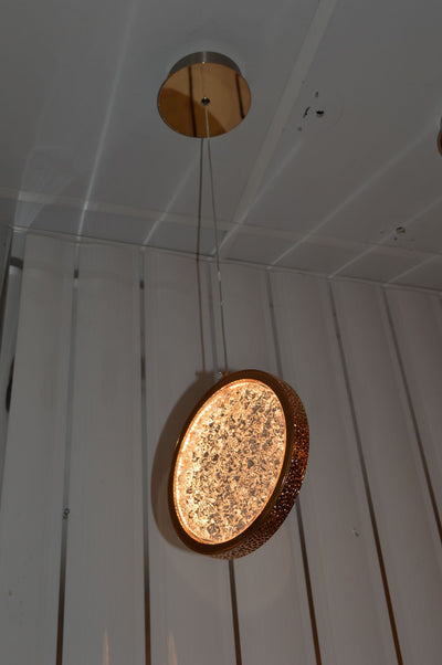 Pendant-Crystal Glass Pendant light with Rotating Ring-2010-1,3 & 5 rings(Rose Gold) with matching wall lights
