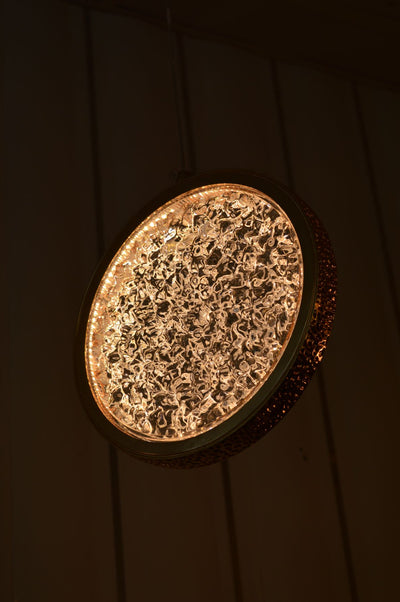 Pendant-Crystal Glass Pendant light with Rotating Ring-2010-1,3 & 5 rings(Rose Gold) with matching wall lights