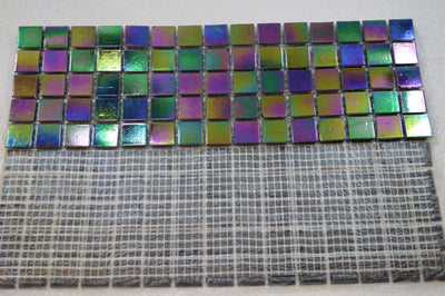Rainbow Purple Iridescent Diesel Petrol Glass Mosaic Tiles | 1 sheet 327x327x4mm | 10 sheets 1sqm