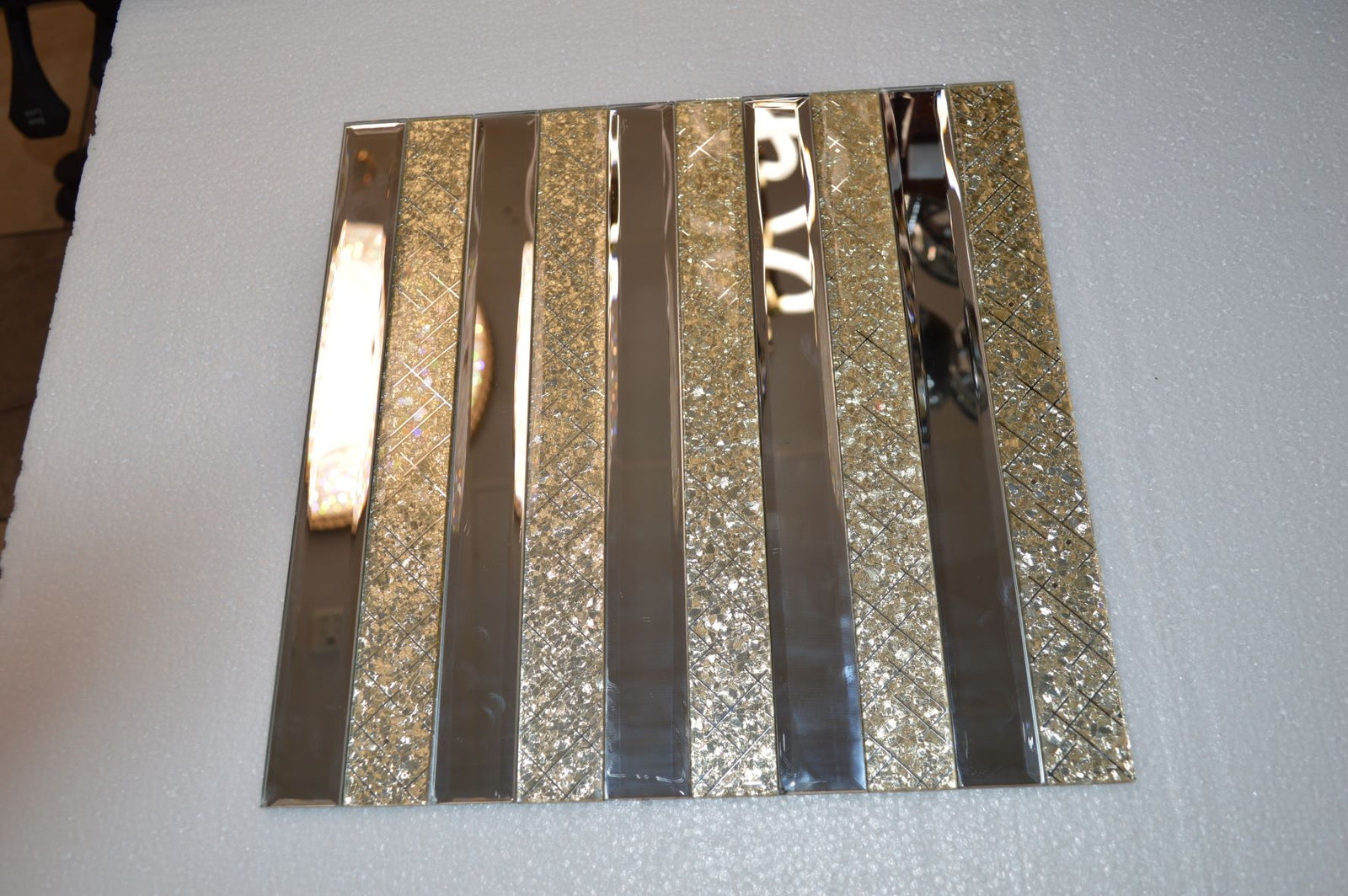 Gold Designed & Mirror Rectangle Glass Mosaic Tiles-300*300*8mm-11sheets-1m2-DZ3301