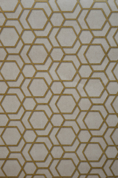 Hexagonal-Trend Collection Wallpapers-Cream & Gold- DK.18184-3