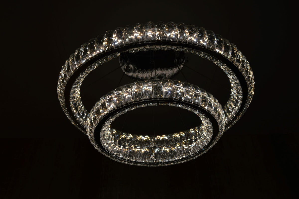 3 & 2 Rings Crystallic LED Chandeliers -Colour Changing Dimmable with Remote Control-8304-600+400 & 8304-700+500+300-Chrome