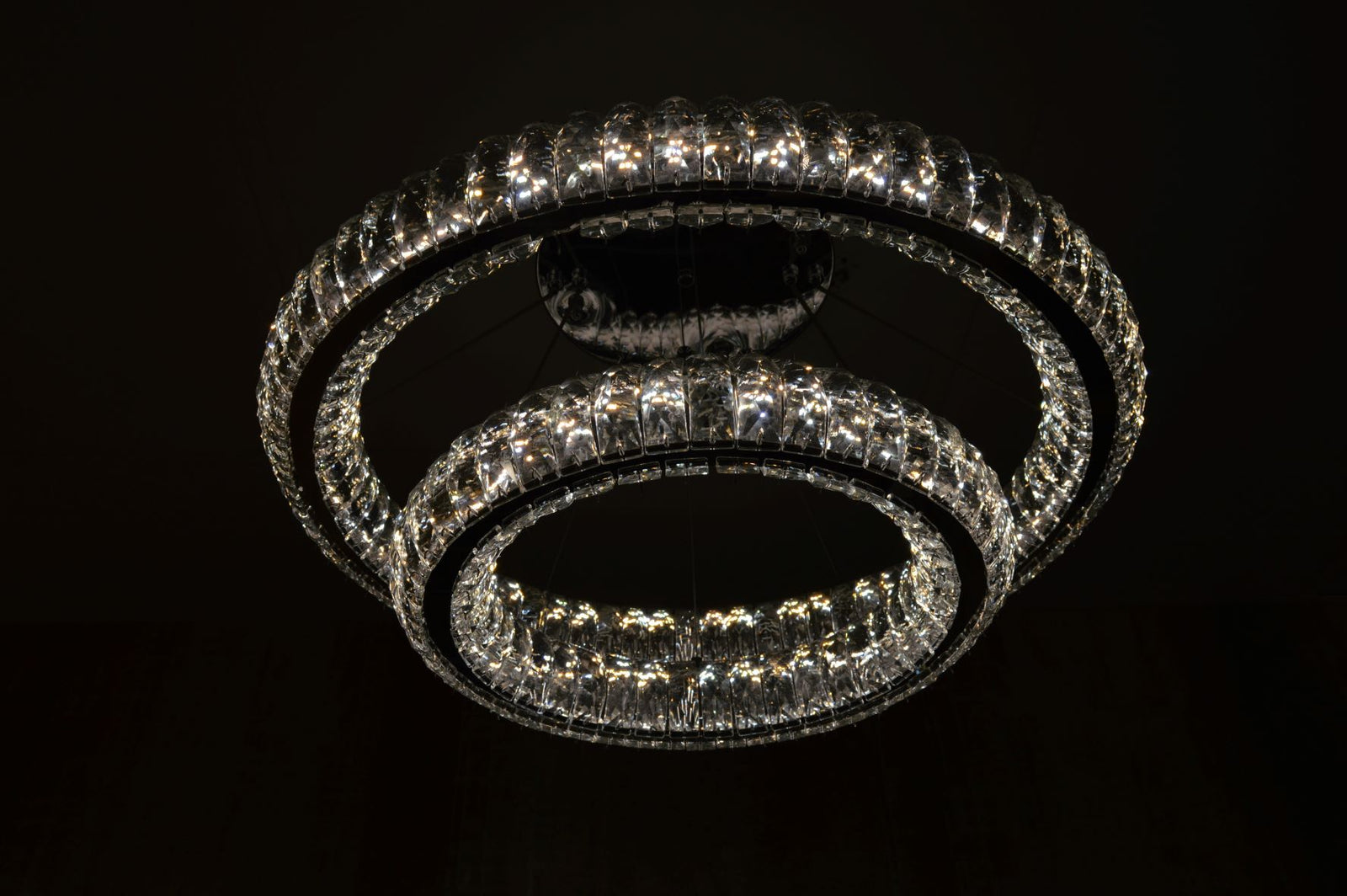 3 & 2 Rings Crystallic LED Chandeliers -Colour Changing Dimmable with Remote Control-8304-600+400 & 8304-700+500+300-Chrome