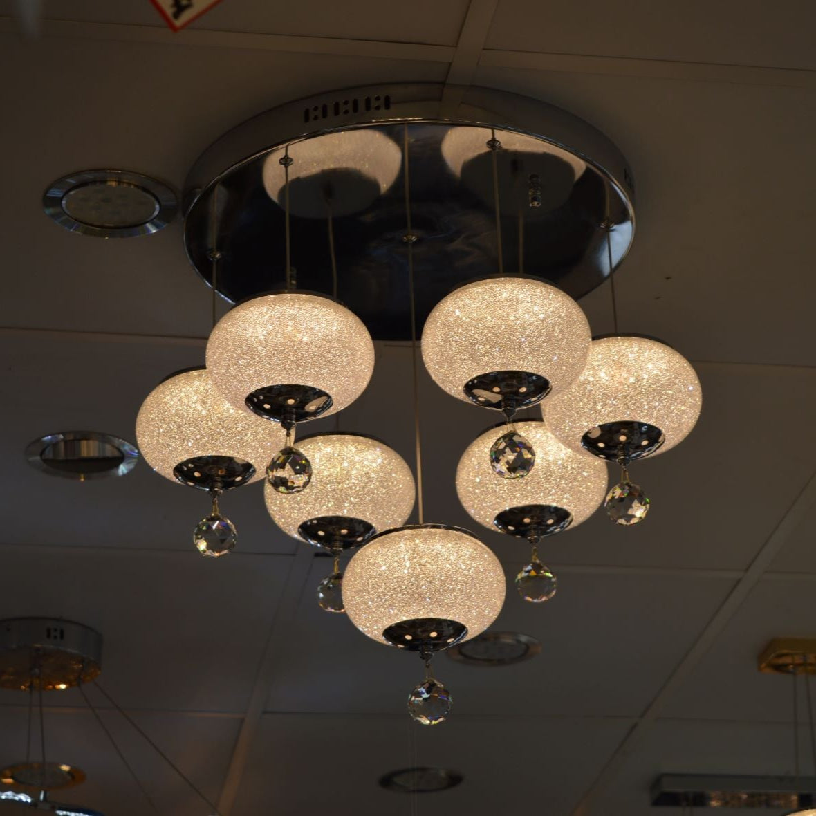 Pendant-Crystal Globs Staircase hanging Pendant Ceiling Light-2113-11CH/GD & 2113-7CH/GD-color changing & dimmable with remote control