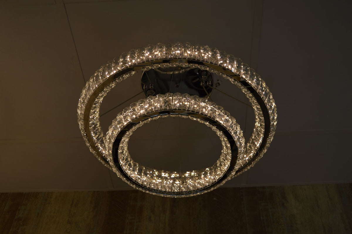 3 & 2 Rings Crystallic LED Chandeliers -Colour Changing Dimmable with Remote Control-8304-600+400 & 8304-700+500+300-Chrome