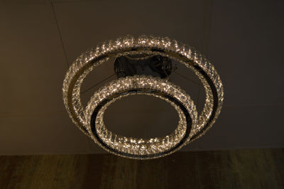 3 & 2 Rings Crystallic LED Chandeliers -Colour Changing Dimmable with Remote Control-8304-600+400 & 8304-700+500+300-Chrome