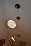 Pendant-Crystal Glass Pendant light with Rotating Ring-2010-1,3 & 5 rings(Rose Gold) with matching wall lights
