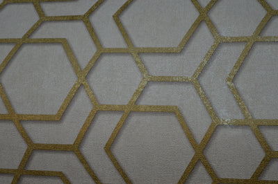 Hexagonal-Trend Collection Wallpapers-Cream & Gold- DK.18184-3