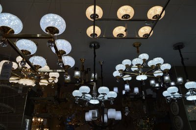 Suspended ceiling golden mirror frame 6 arms light [21136-6]