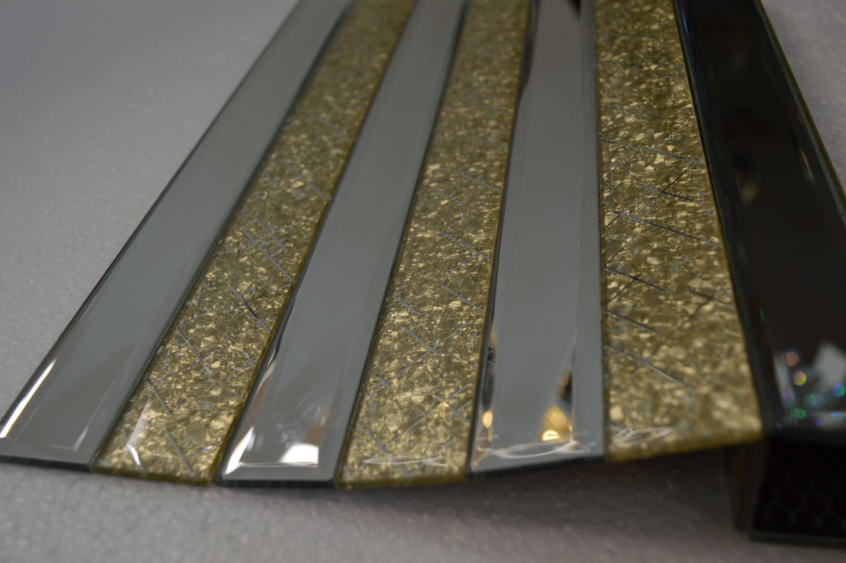 Gold Designed & Mirror Rectangle Glass Mosaic Tiles-300*300*8mm-11sheets-1m2-DZ3301