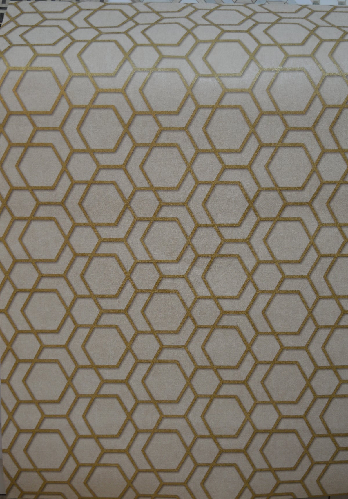 Hexagonal-Trend Collection Wallpapers-Cream & Gold- DK.18184-3