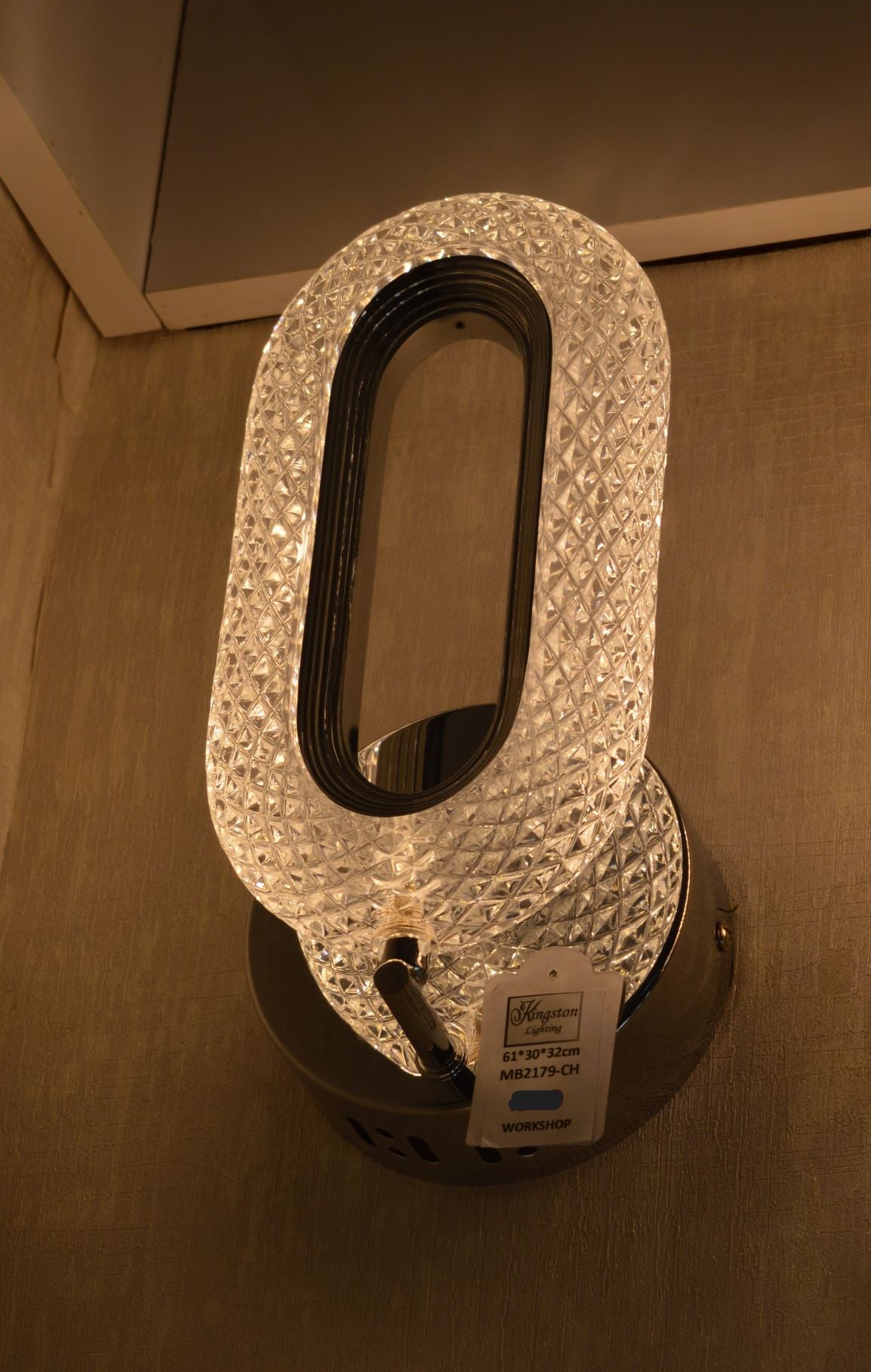 Crystallic Oval Shape Beautiful Warm LED Wall Lights with matching Free Standing Lamps & table lamps -MB2179Chrome & Gold