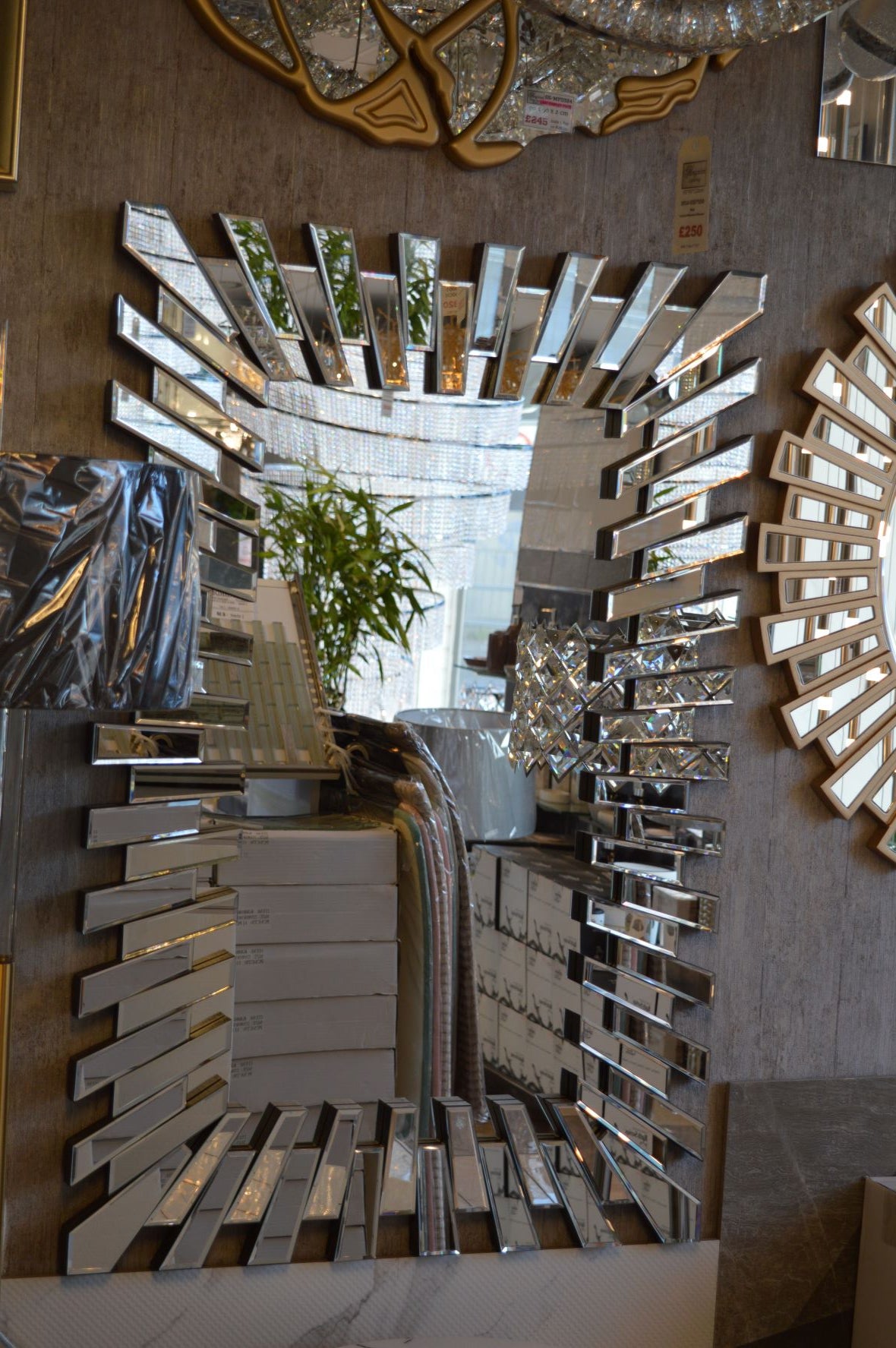 Starburst Silver Stylish Rectangular Modern Contemporary Living Room Bedroom Wall Mirror 120x80x2cm