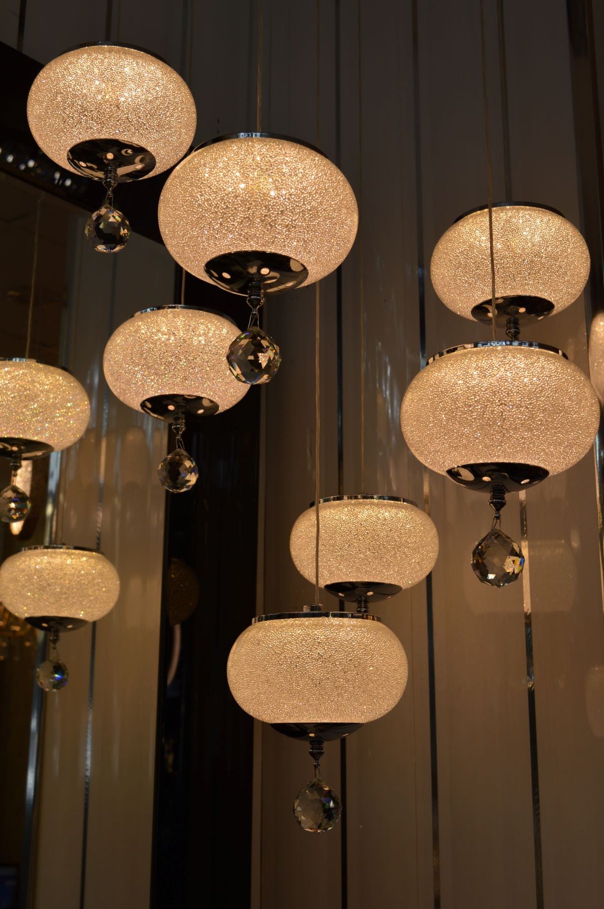 Pendant-Crystal Globs Staircase hanging Pendant Ceiling Light-2113-11CH/GD & 2113-7CH/GD-color changing & dimmable with remote control