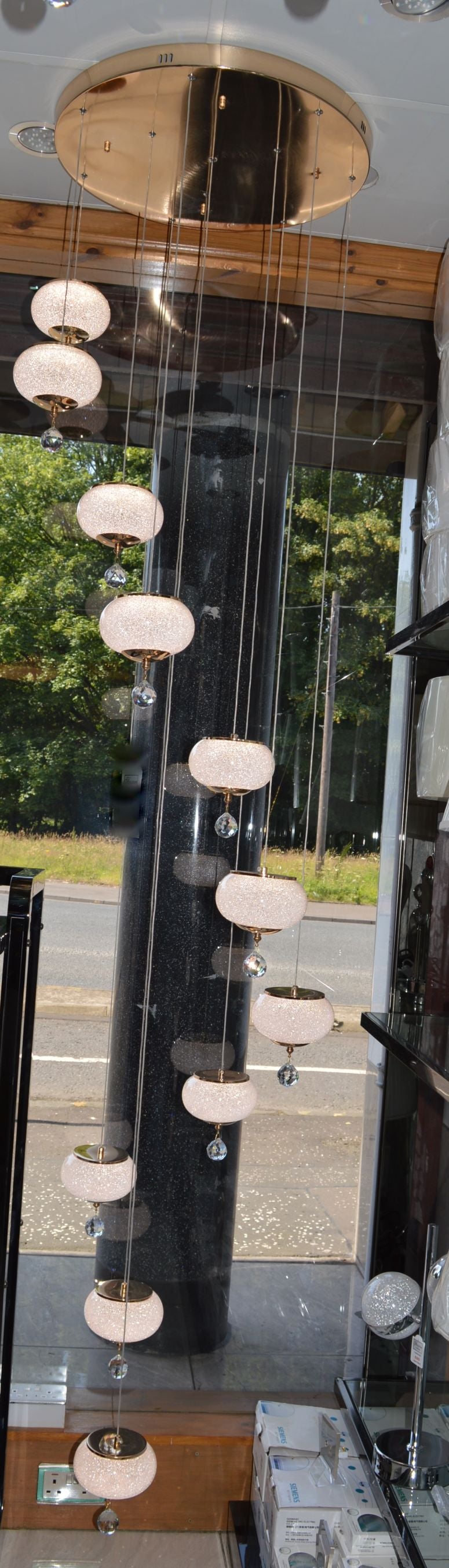 Pendant-Crystal Globs Staircase hanging Pendant Ceiling Light-2113-11CH/GD & 2113-7CH/GD-color changing & dimmable with remote control