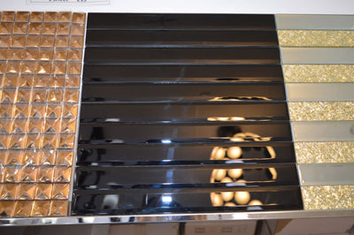 Black Rectangle Glass Mosaic Tiles-300*300*8mm-11sheets-1m2