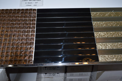 Black Rectangle Glass Mosaic Tiles-300*300*8mm-11sheets-1m2