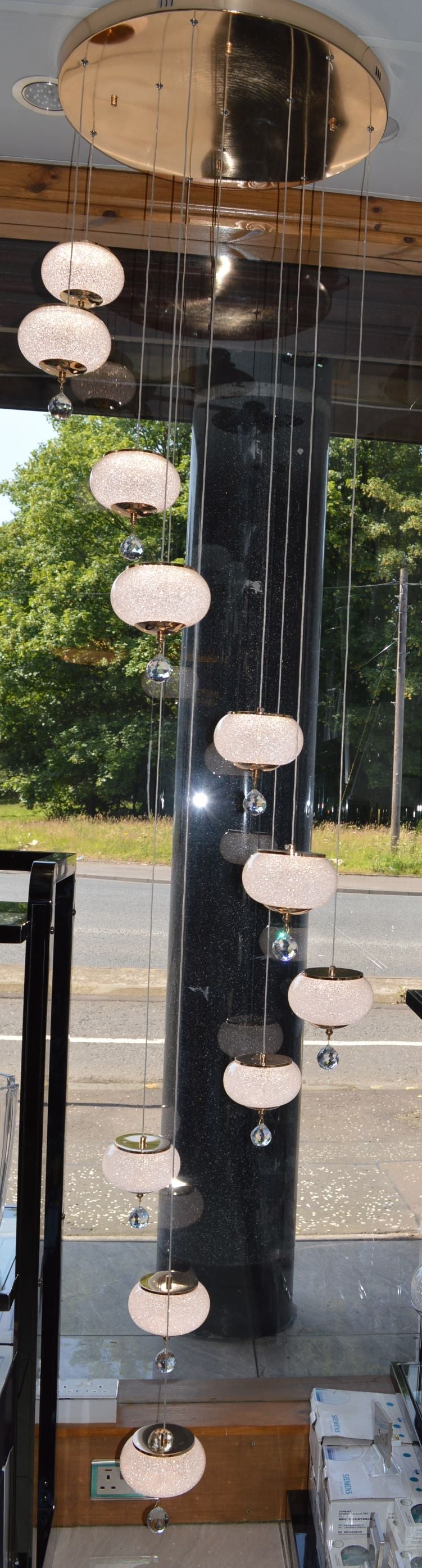 Pendant-Crystal Globs Staircase hanging Pendant Ceiling Light-2113-11CH/GD & 2113-7CH/GD-color changing & dimmable with remote control