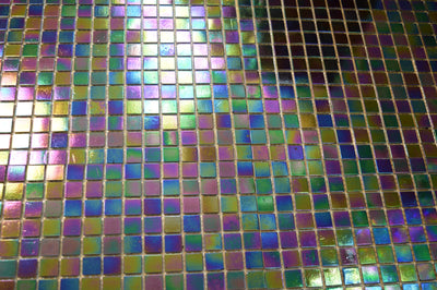 Rainbow Purple Iridescent Diesel Petrol Glass Mosaic Tiles | 1 sheet 327x327x4mm | 10 sheets 1sqm