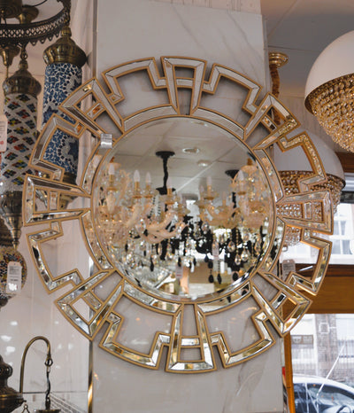 Brush Gold Round Decorative Wall Mirror-GD-MF0289-90*90*2cm