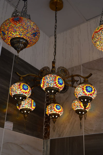 Turkish 5/3 Turkish Colourful Pendant Ceiling Light-88713/3 & 6