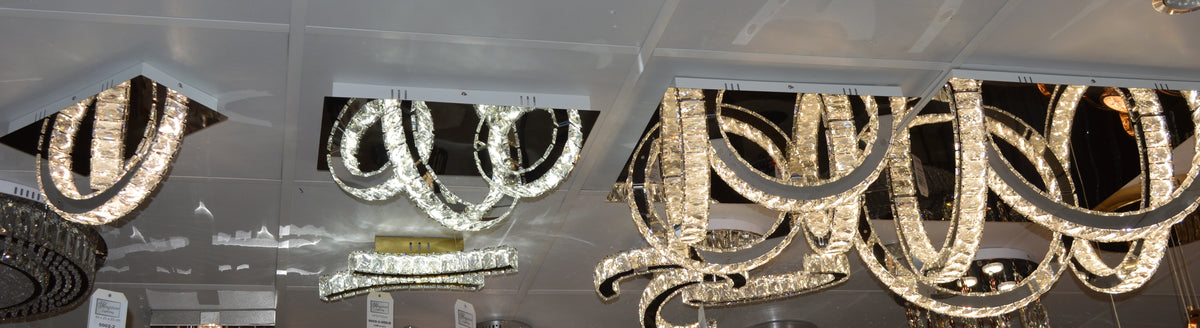 Semi circle mirrored frame crystallic colour changing LED ceiling light [5002-200)