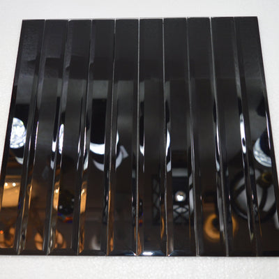 Black Rectangle Glass Mosaic Tiles-300*300*8mm-11sheets-1m2