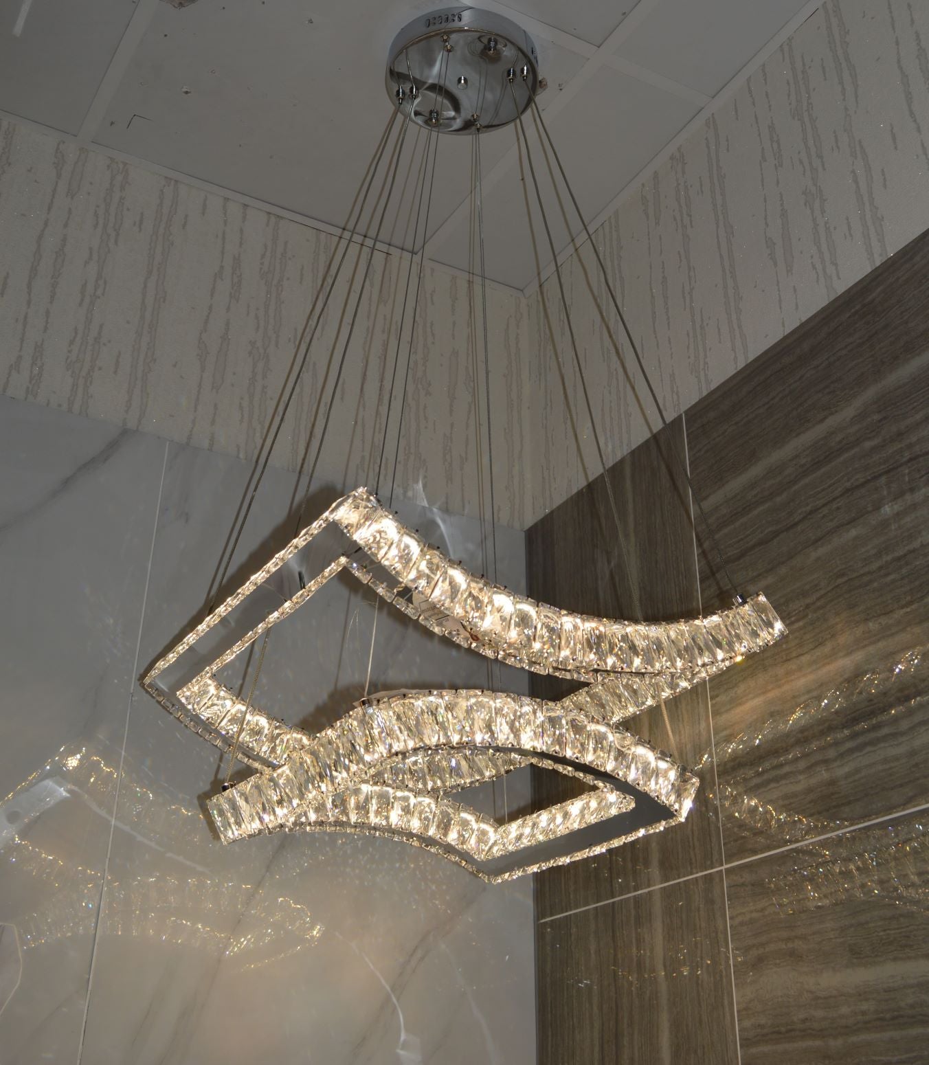 5 & 2 Layer Crystallic LED Chandeliers -Colour Changing Dimmable with Remote Control-5103-550 & 5103-550-5-Chrome & Gold