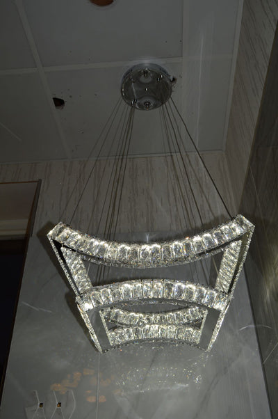 5 & 2 Layer Crystallic LED Chandeliers -Colour Changing Dimmable with Remote Control-5103-550 & 5103-550-5-Chrome & Gold