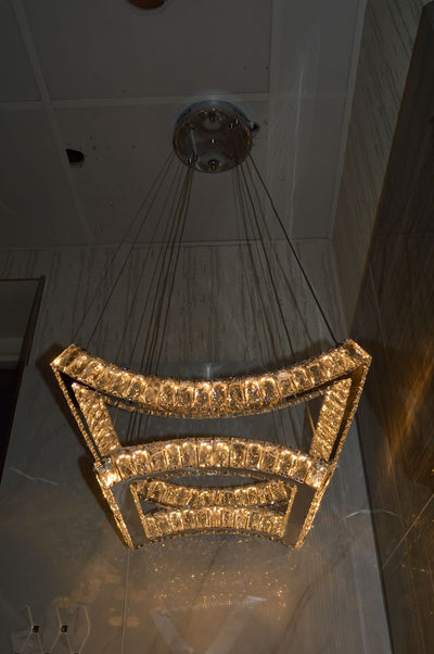 5 & 2 Layer Crystallic LED Chandeliers -Colour Changing Dimmable with Remote Control-5103-550 & 5103-550-5-Chrome & Gold