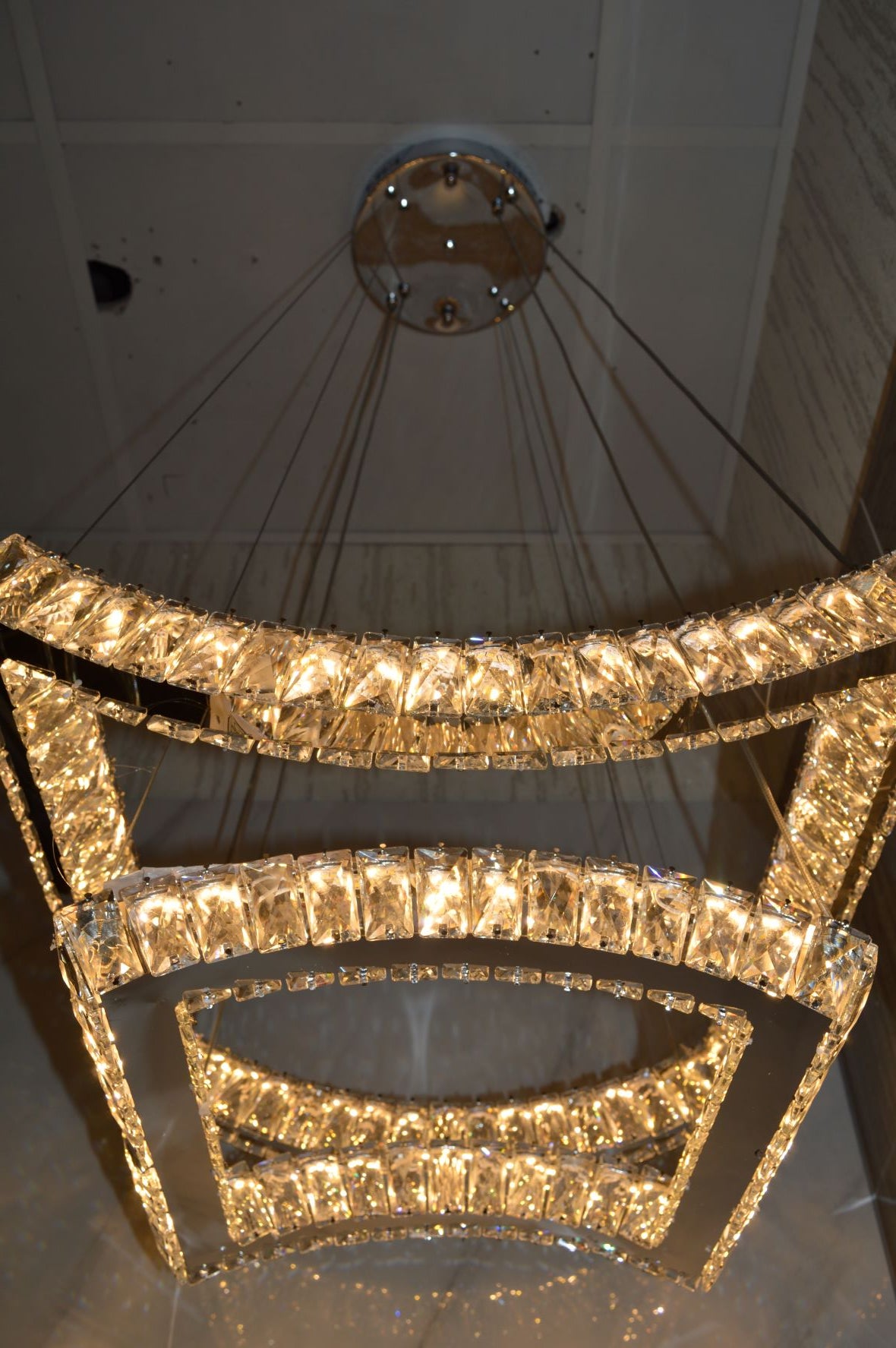 5 & 2 Layer Crystallic LED Chandeliers -Colour Changing Dimmable with Remote Control-5103-550 & 5103-550-5-Chrome & Gold