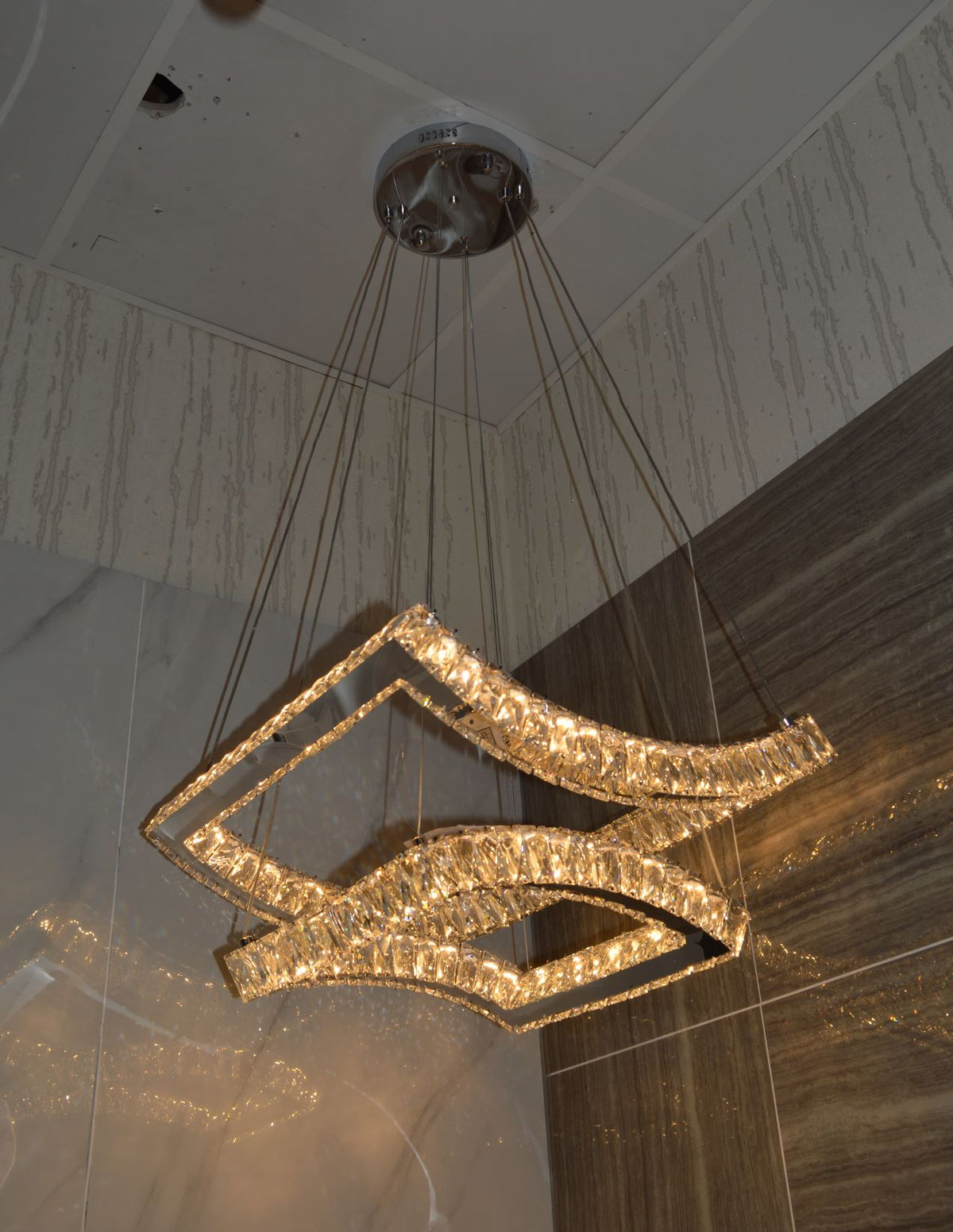 5 & 2 Layer Crystallic LED Chandeliers -Colour Changing Dimmable with Remote Control-5103-550 & 5103-550-5-Chrome & Gold