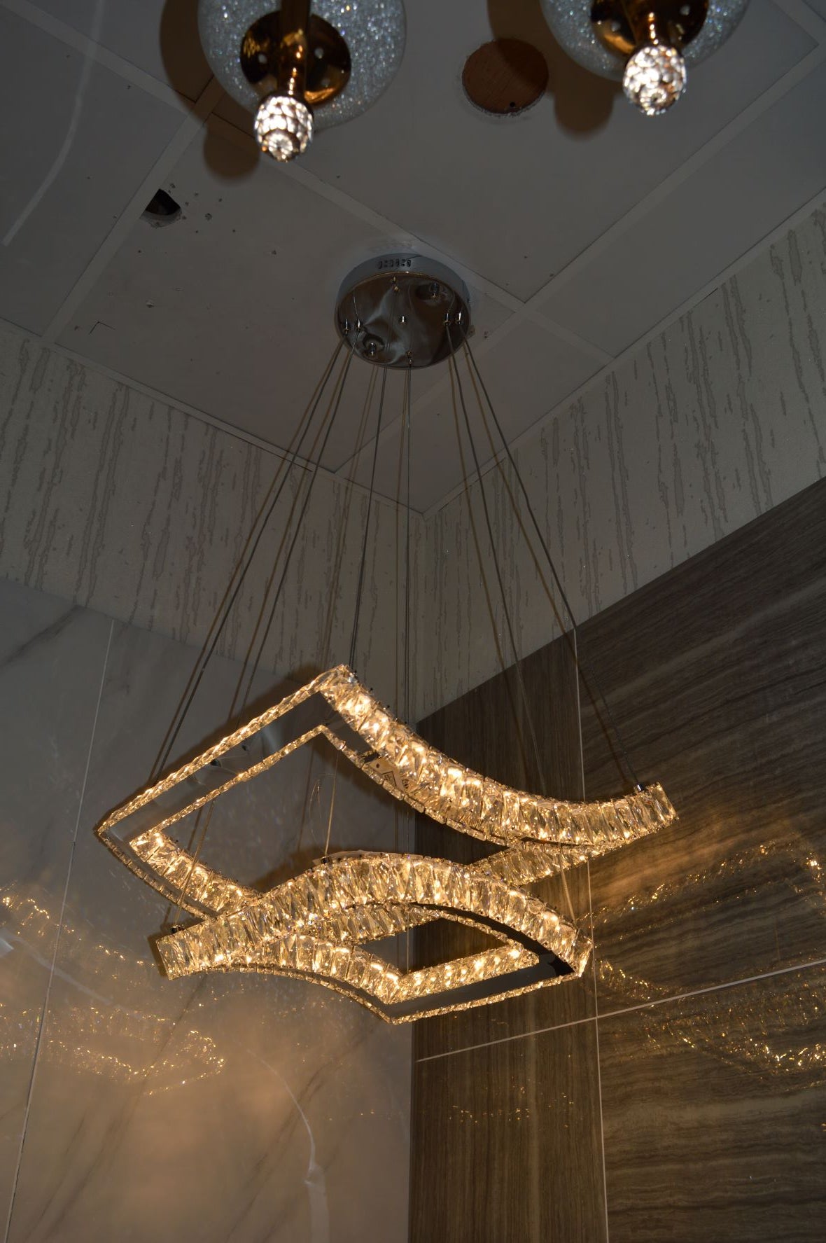 5 & 2 Layer Crystallic LED Chandeliers -Colour Changing Dimmable with Remote Control-5103-550 & 5103-550-5-Chrome & Gold